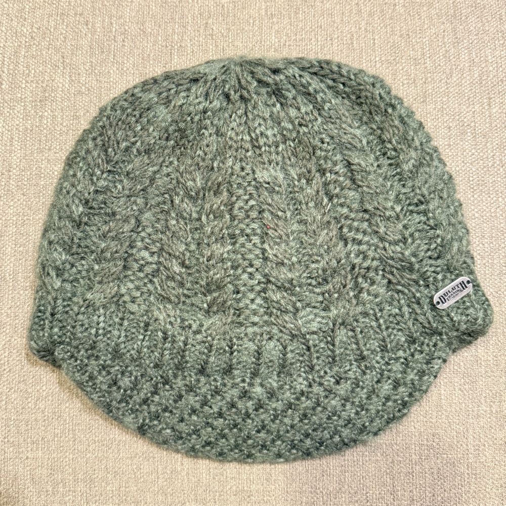 Duluth Trading Co. green woven winter hat with bill